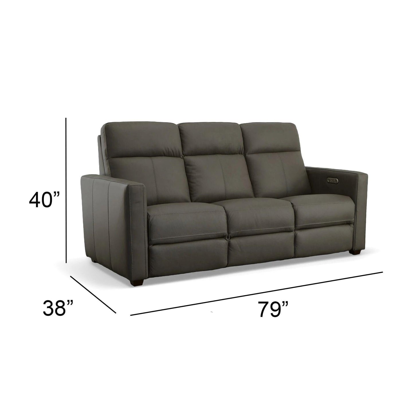 Canapé inclinable électrique Broadway en cuir avec appuie-têtes électriques par Flexsteel