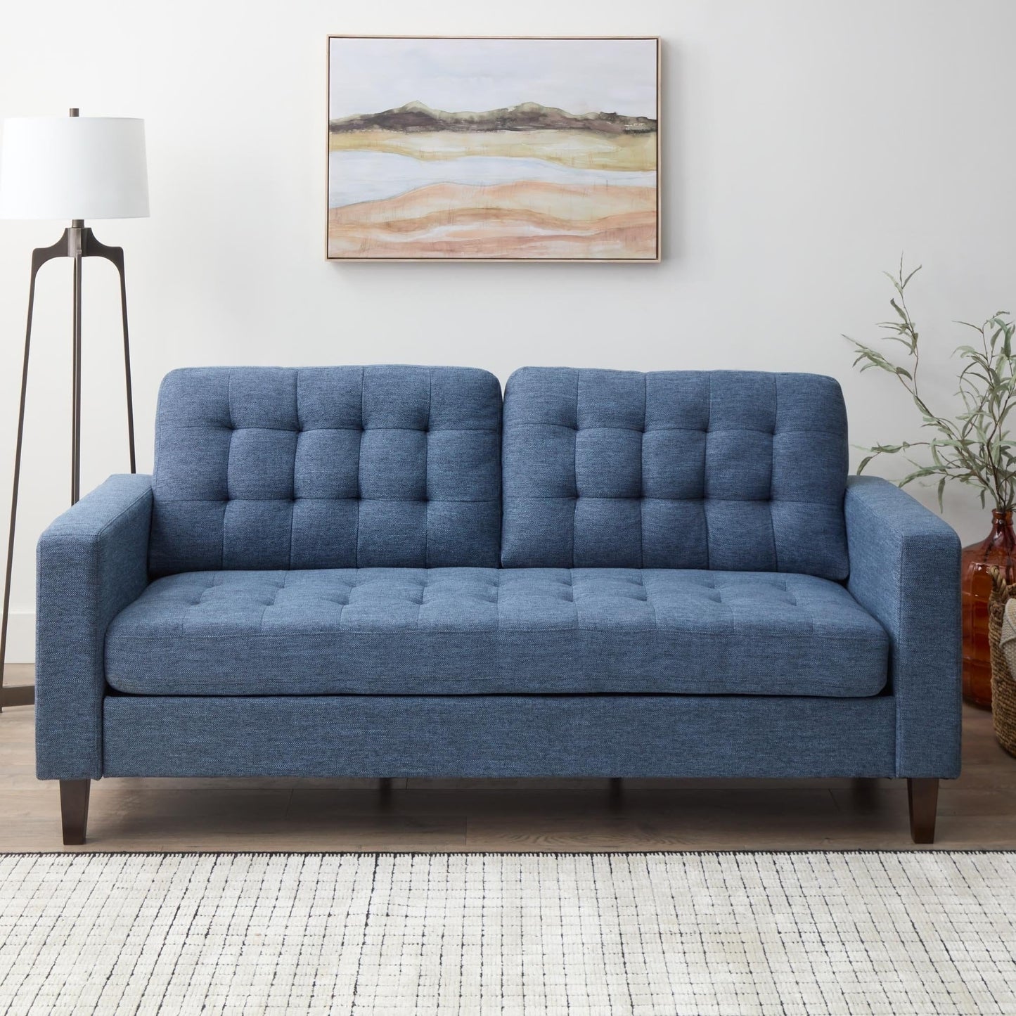 Canapé Brookside Brynn 76 po à accoudoirs carrés en similicuir/velours/tissu