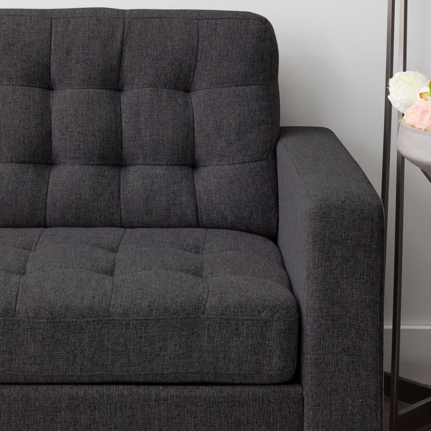 Canapé Brookside Brynn 76 po à accoudoirs carrés en similicuir/velours/tissu
