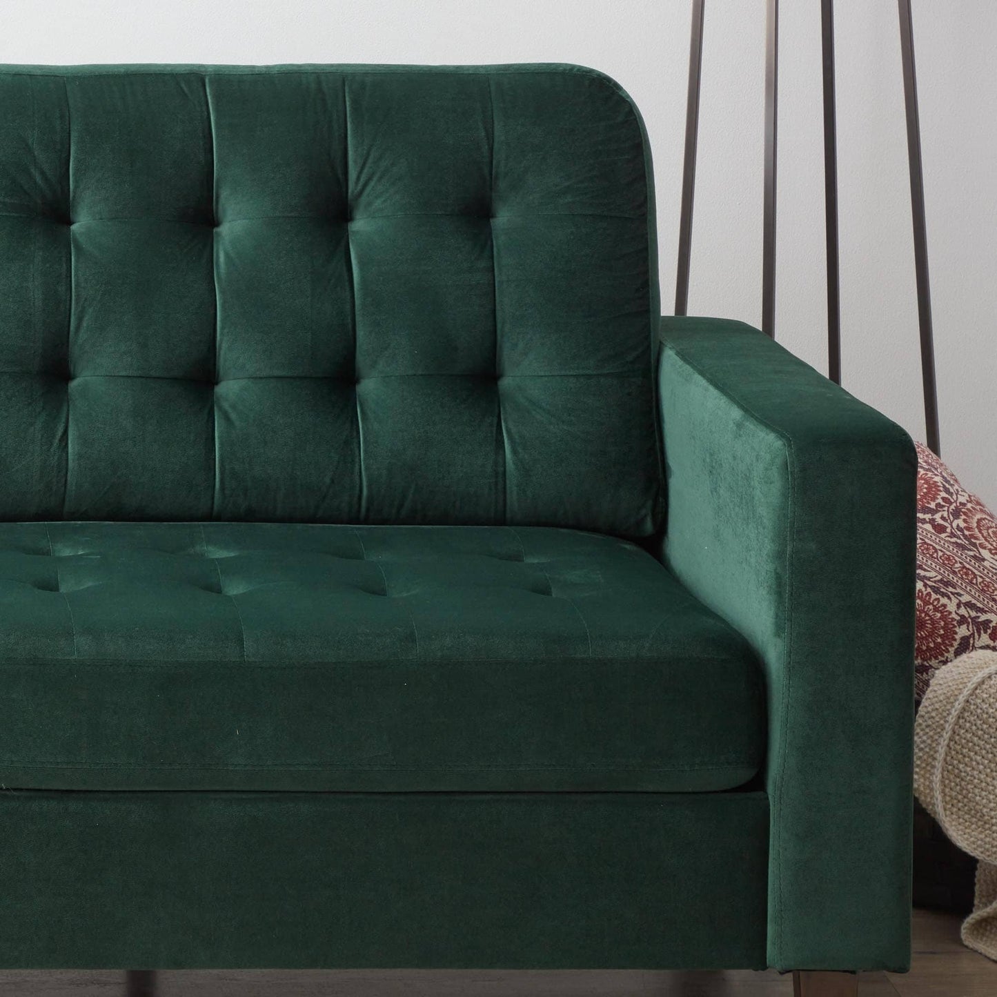 Canapé Brookside Brynn 76 po à accoudoirs carrés en similicuir/velours/tissu
