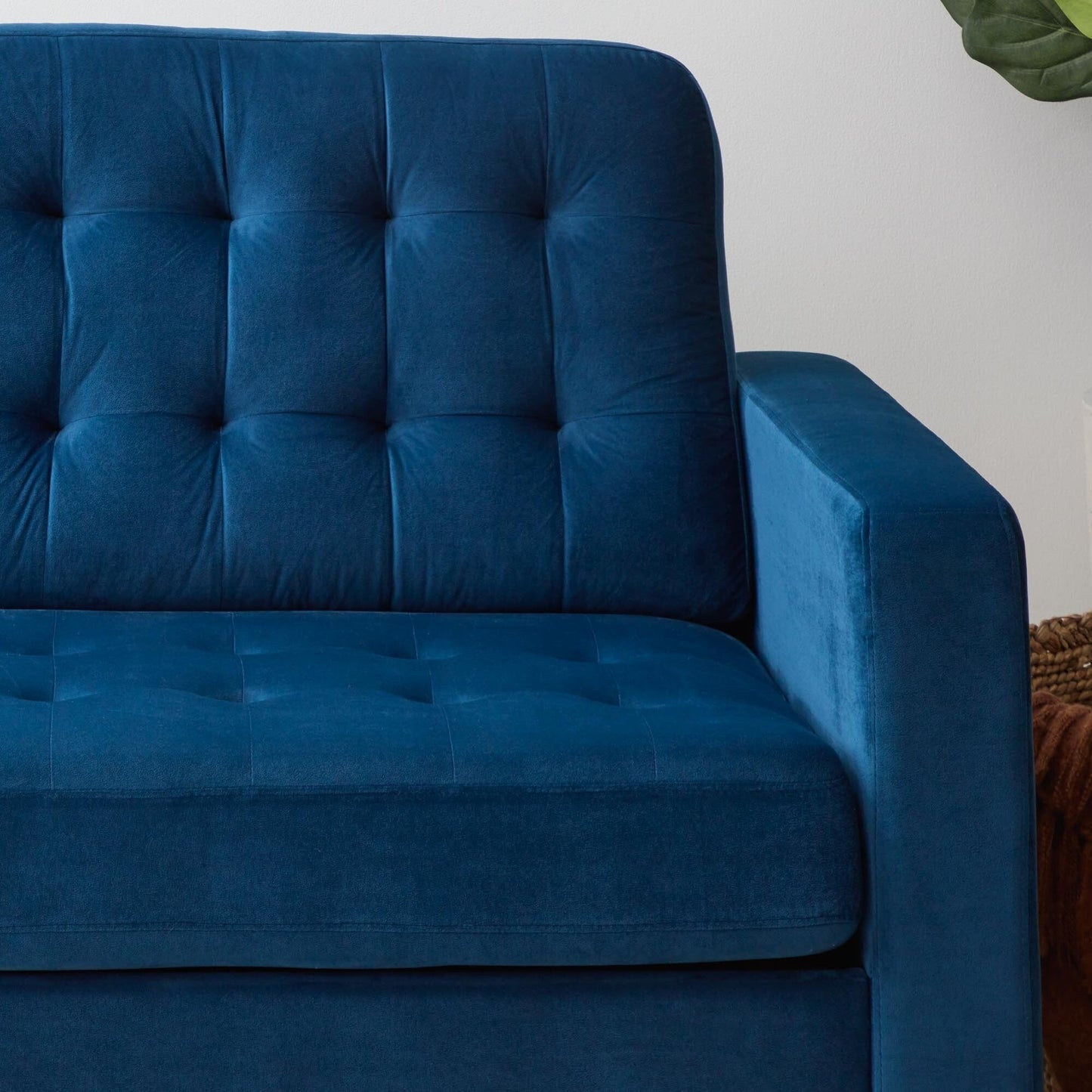 Canapé Brookside Brynn 76 po à accoudoirs carrés en similicuir/velours/tissu