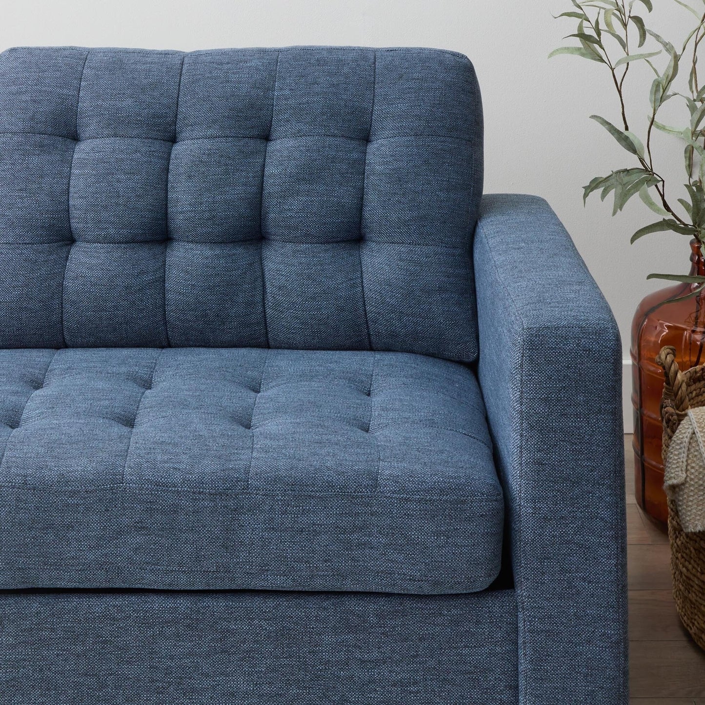 Canapé Brookside Brynn 76 po à accoudoirs carrés en similicuir/velours/tissu