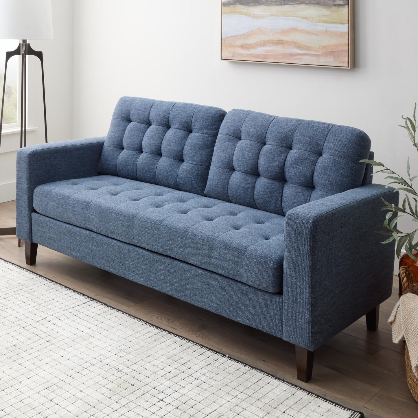 Canapé Brookside Brynn 76 po à accoudoirs carrés en similicuir/velours/tissu