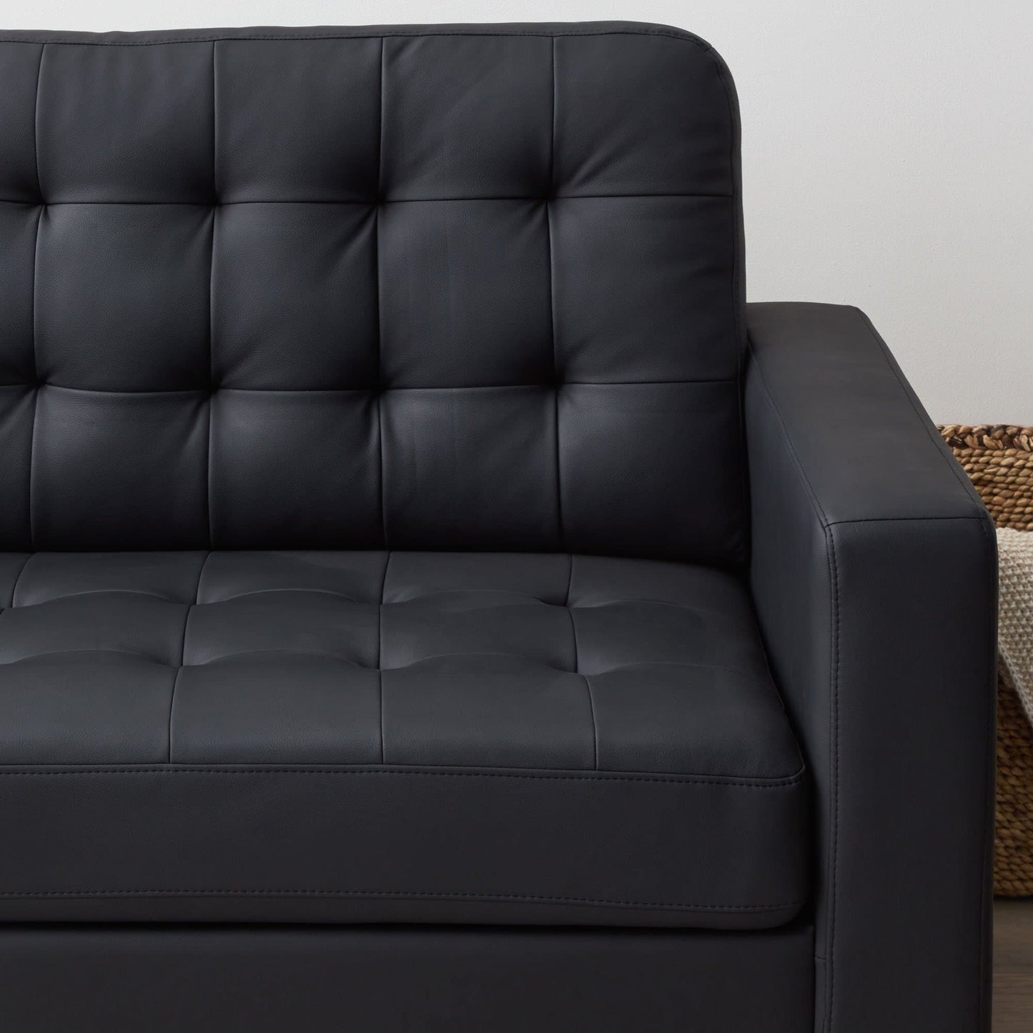 Canapé Brookside Brynn 76 po à accoudoirs carrés en similicuir/velours/tissu