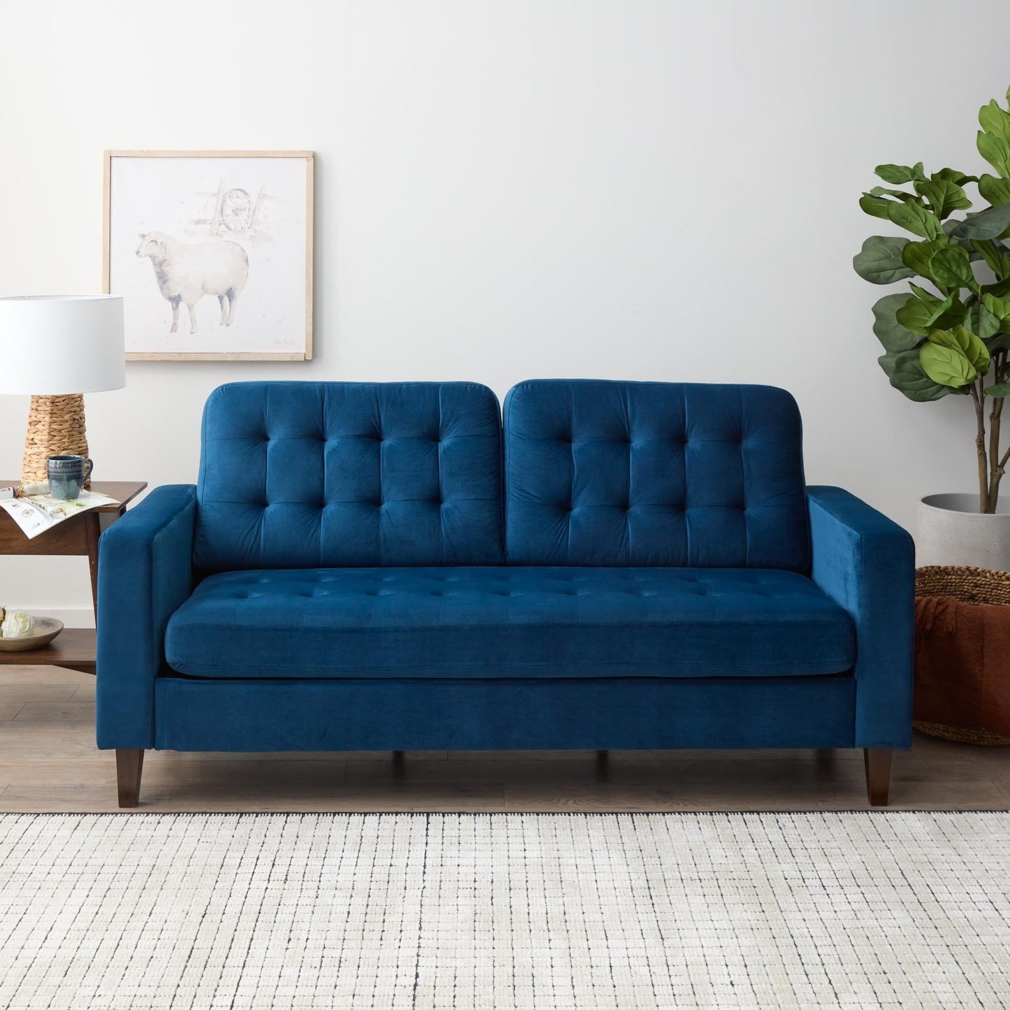 Canapé Brookside Brynn 76 po à accoudoirs carrés en similicuir/velours/tissu