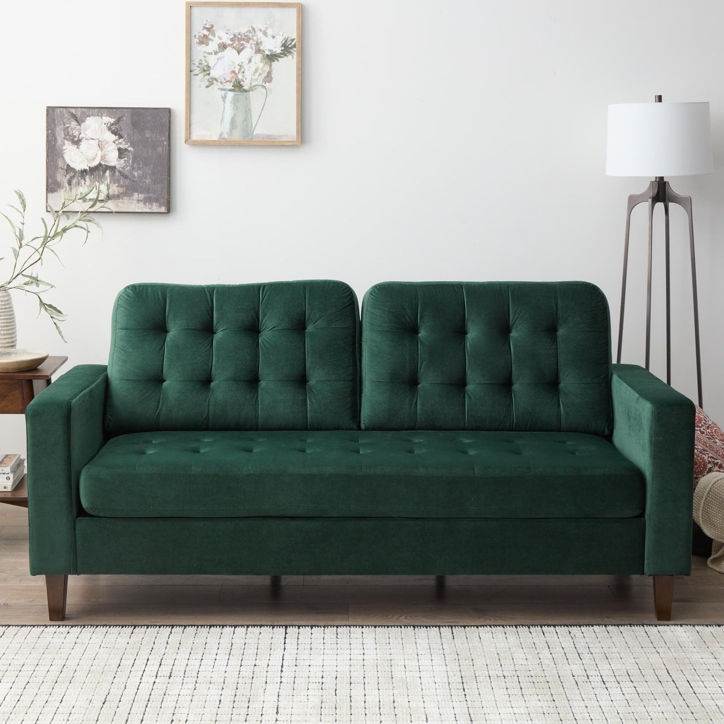 Canapé Brookside Brynn 76 po à accoudoirs carrés en similicuir/velours/tissu