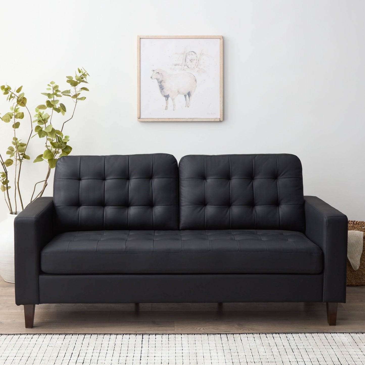 Canapé Brookside Brynn 76 po à accoudoirs carrés en similicuir/velours/tissu