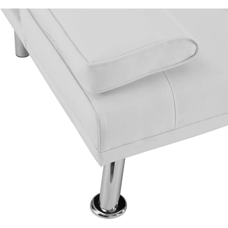 Collection ultime de canapés futons : canapé futon avec accoudoirs et porte-gobelets, canapé capitonné à boutons avec pieds en bois
