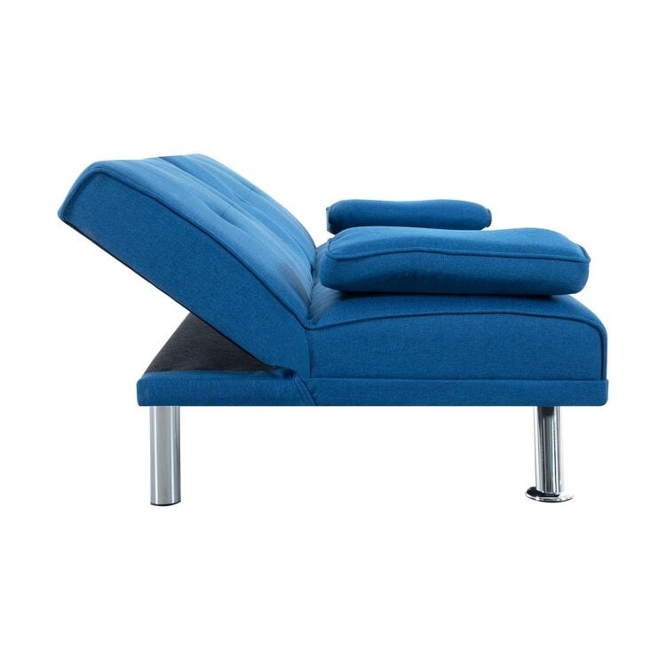 Collection ultime de canapés futons : canapé futon avec accoudoirs et porte-gobelets, canapé capitonné à boutons avec pieds en bois