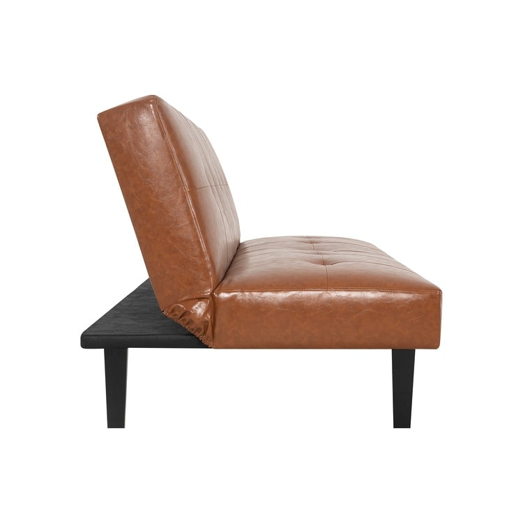 Collection ultime de canapés futons : canapé futon avec accoudoirs et porte-gobelets, canapé capitonné à boutons avec pieds en bois