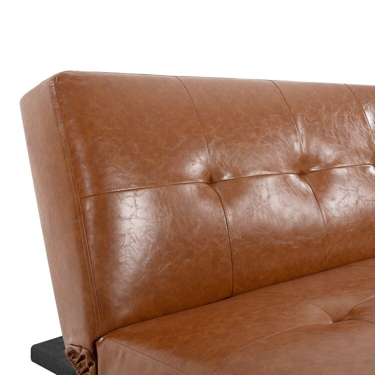 Collection ultime de canapés futons : canapé futon avec accoudoirs et porte-gobelets, canapé capitonné à boutons avec pieds en bois
