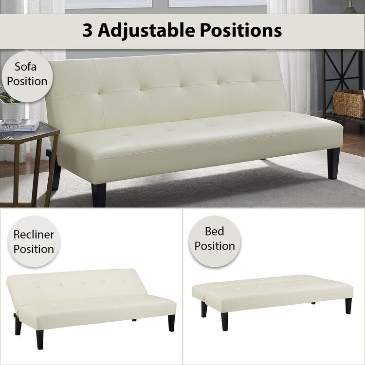 Collection ultime de canapés futons : canapé futon avec accoudoirs et porte-gobelets, canapé capitonné à boutons avec pieds en bois
