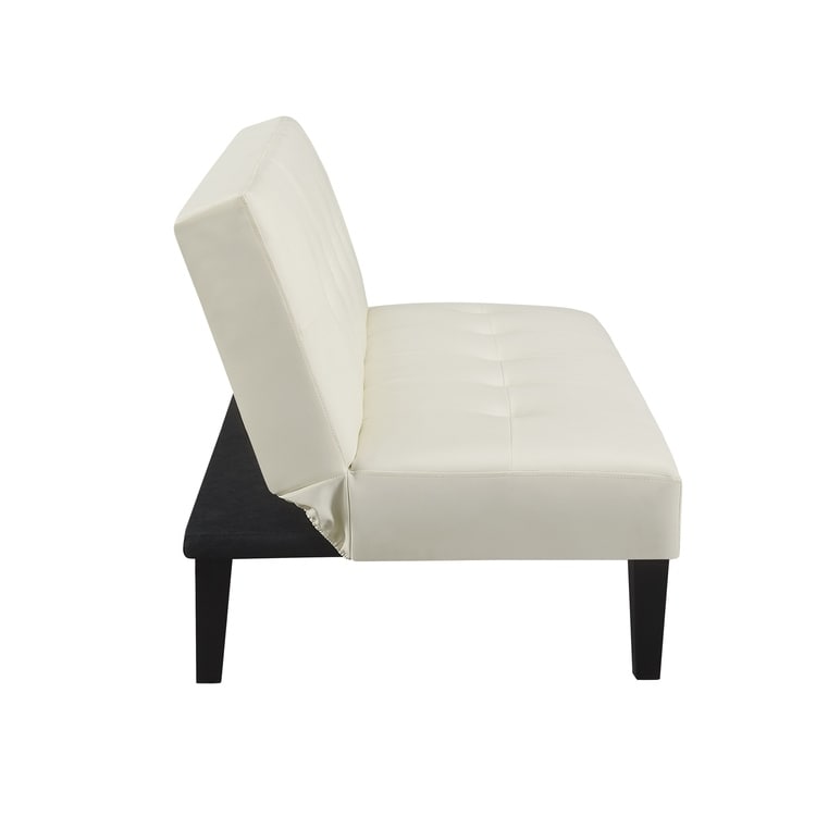 Collection ultime de canapés futons : canapé futon avec accoudoirs et porte-gobelets, canapé capitonné à boutons avec pieds en bois