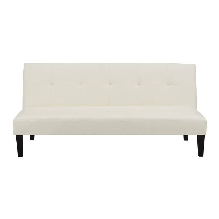 Collection ultime de canapés futons : canapé futon avec accoudoirs et porte-gobelets, canapé capitonné à boutons avec pieds en bois
