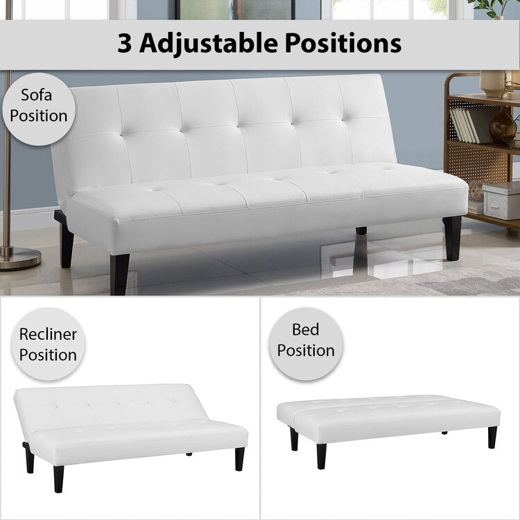 Collection ultime de canapés futons : canapé futon avec accoudoirs et porte-gobelets, canapé capitonné à boutons avec pieds en bois