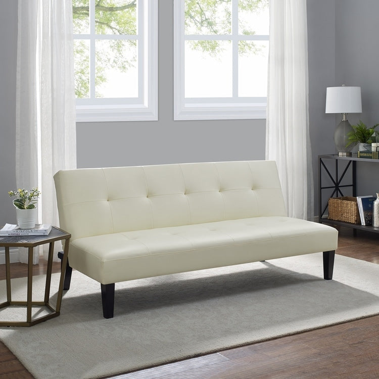 Collection ultime de canapés futons : canapé futon avec accoudoirs et porte-gobelets, canapé capitonné à boutons avec pieds en bois