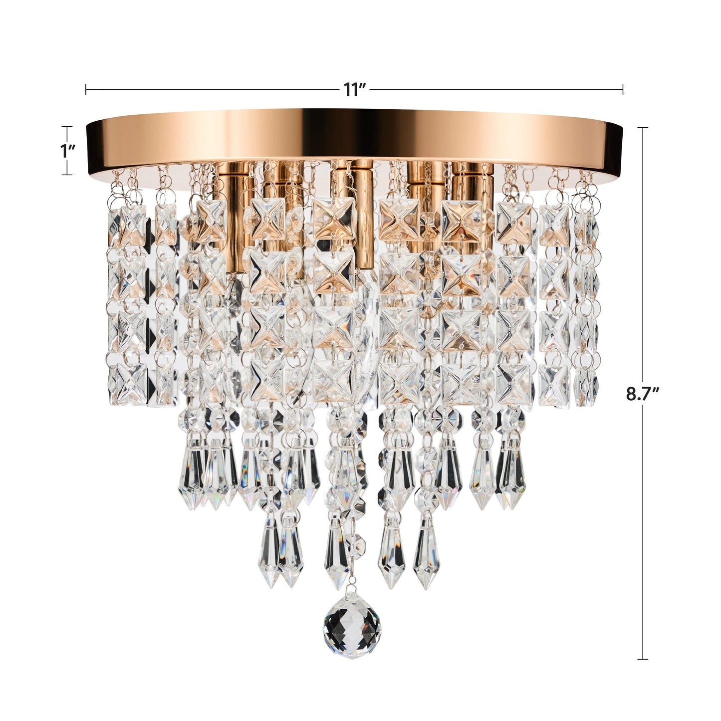 CO-Z 11 5-light Flush Mount Crystal Chandelier Ceiling Light
