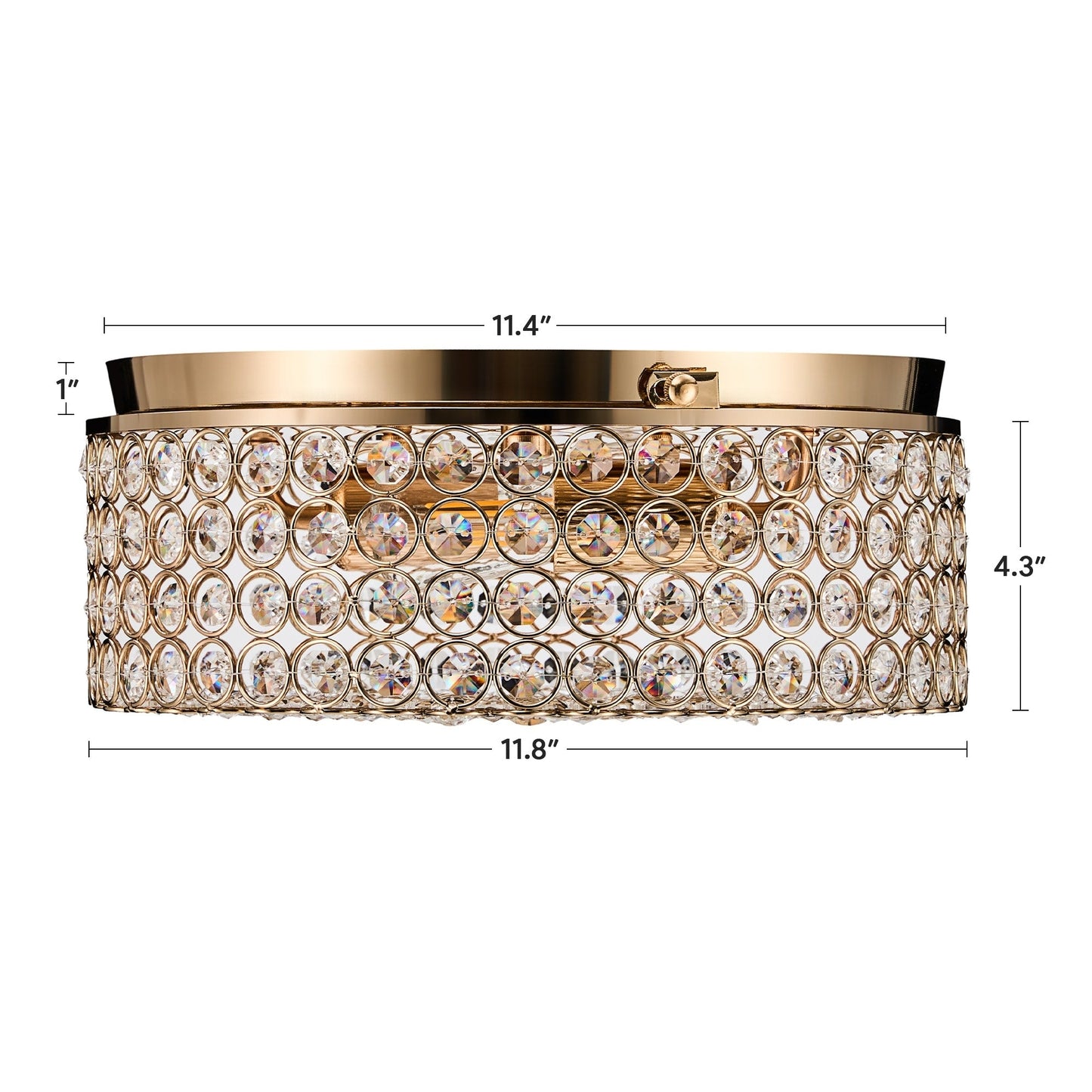 CO-Z Modern 2-Light Round Crystal Flush Mount Ceiling Light