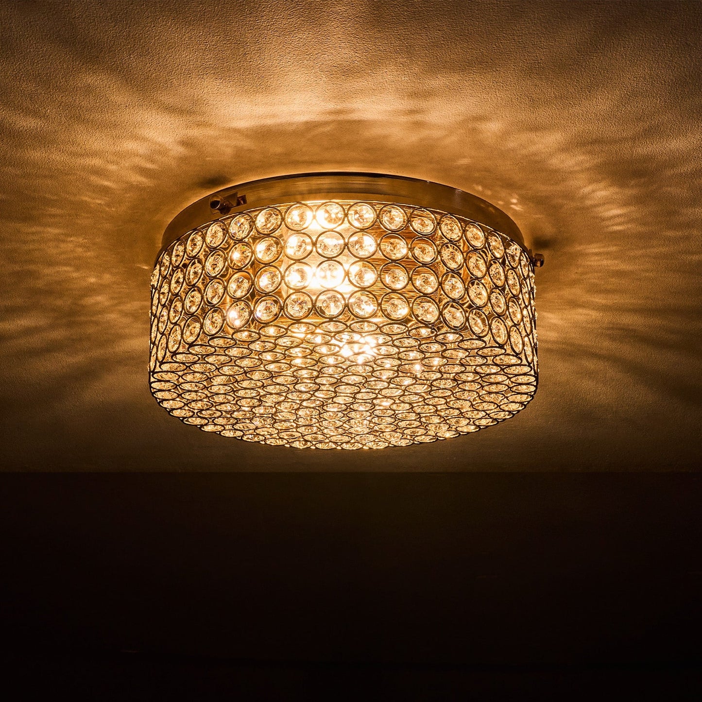 CO-Z Modern 2-Light Round Crystal Flush Mount Ceiling Light