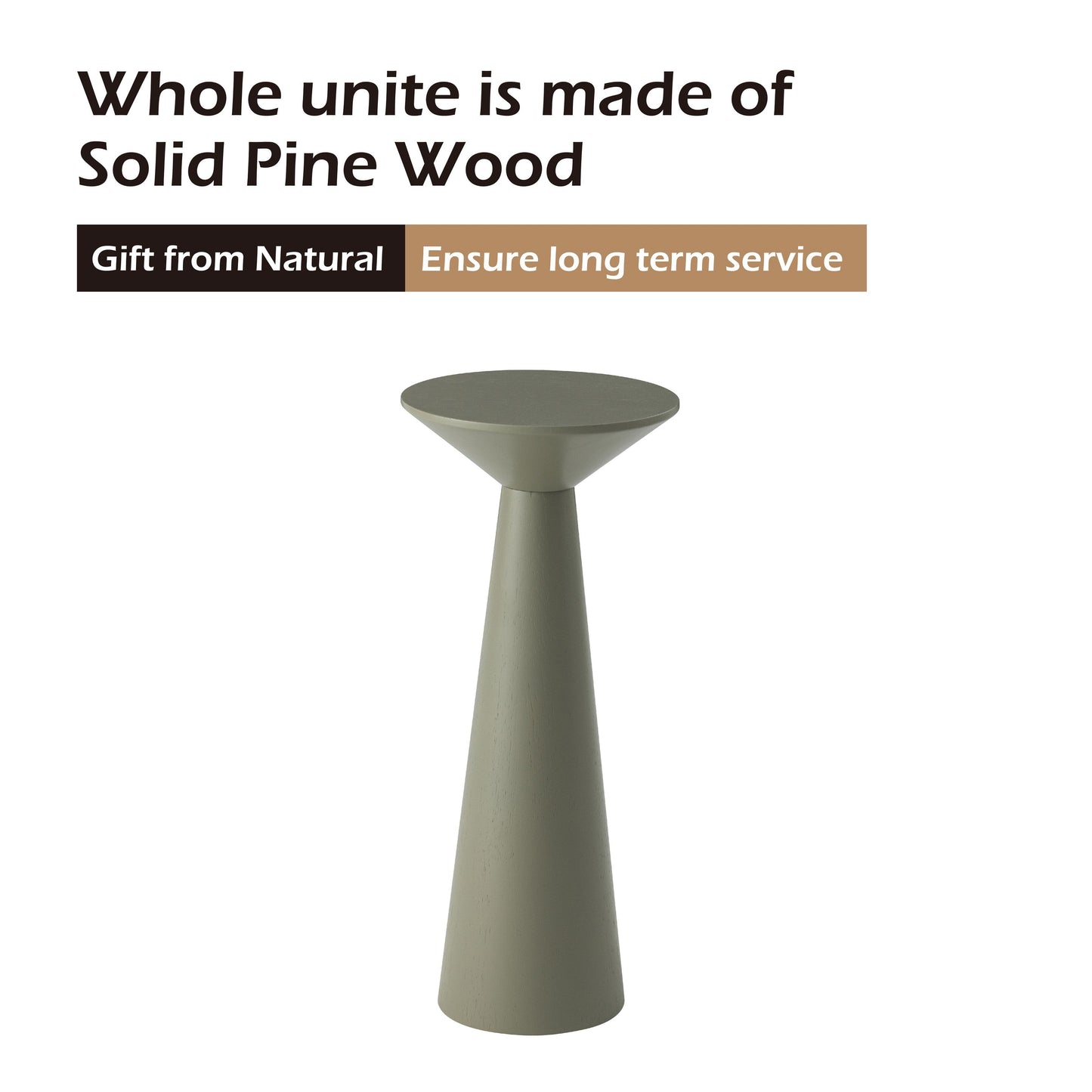 COZAYH Farmhouse Pedestal End Table, Round Martini Table Wood Plant Stand Rustic Small Drink Table for Living Room, Bedroom