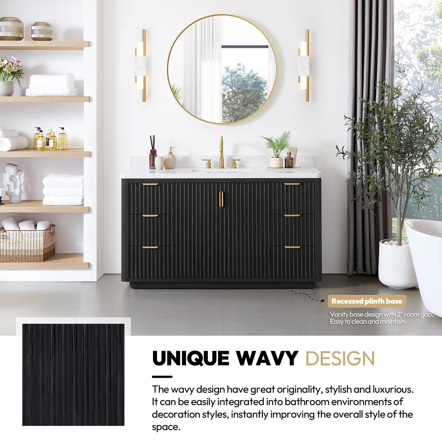 Cadiz Bath Vanity with Composite Stone Top without Mirror