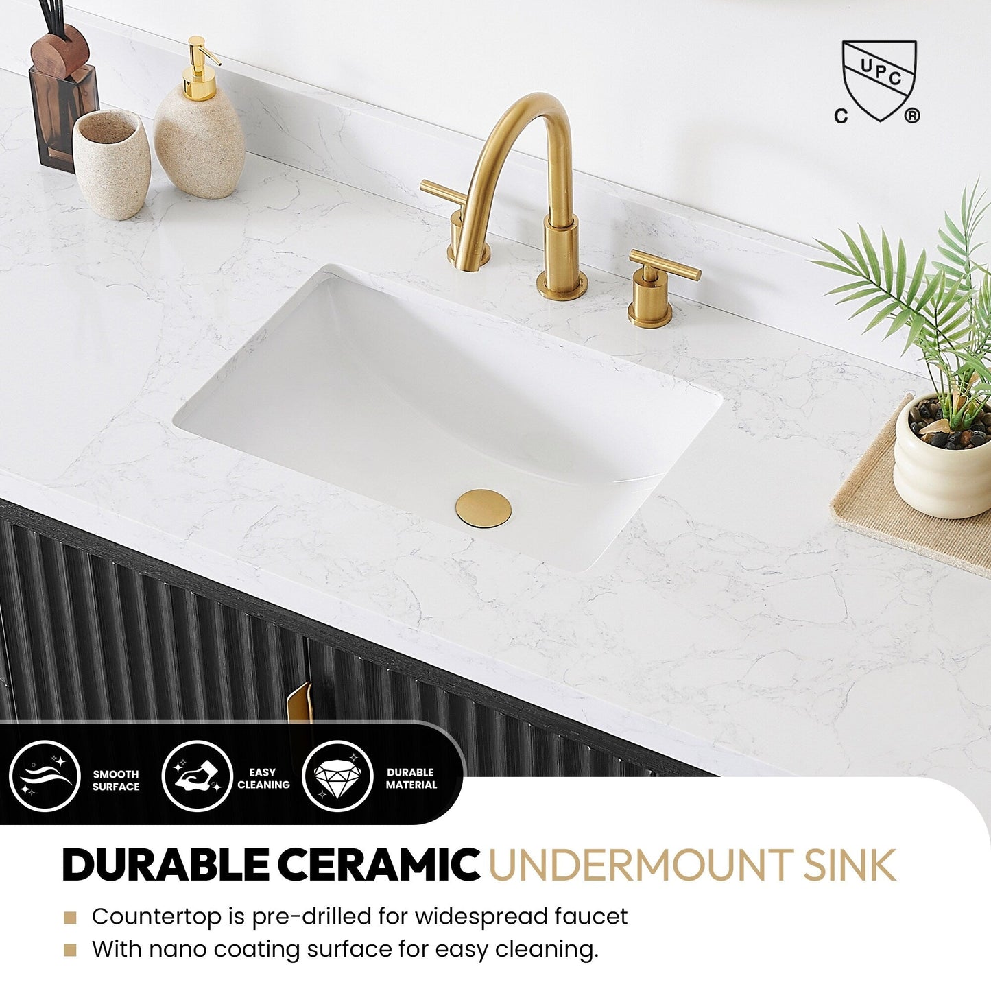 Cadiz Bath Vanity with Composite Stone Top without Mirror