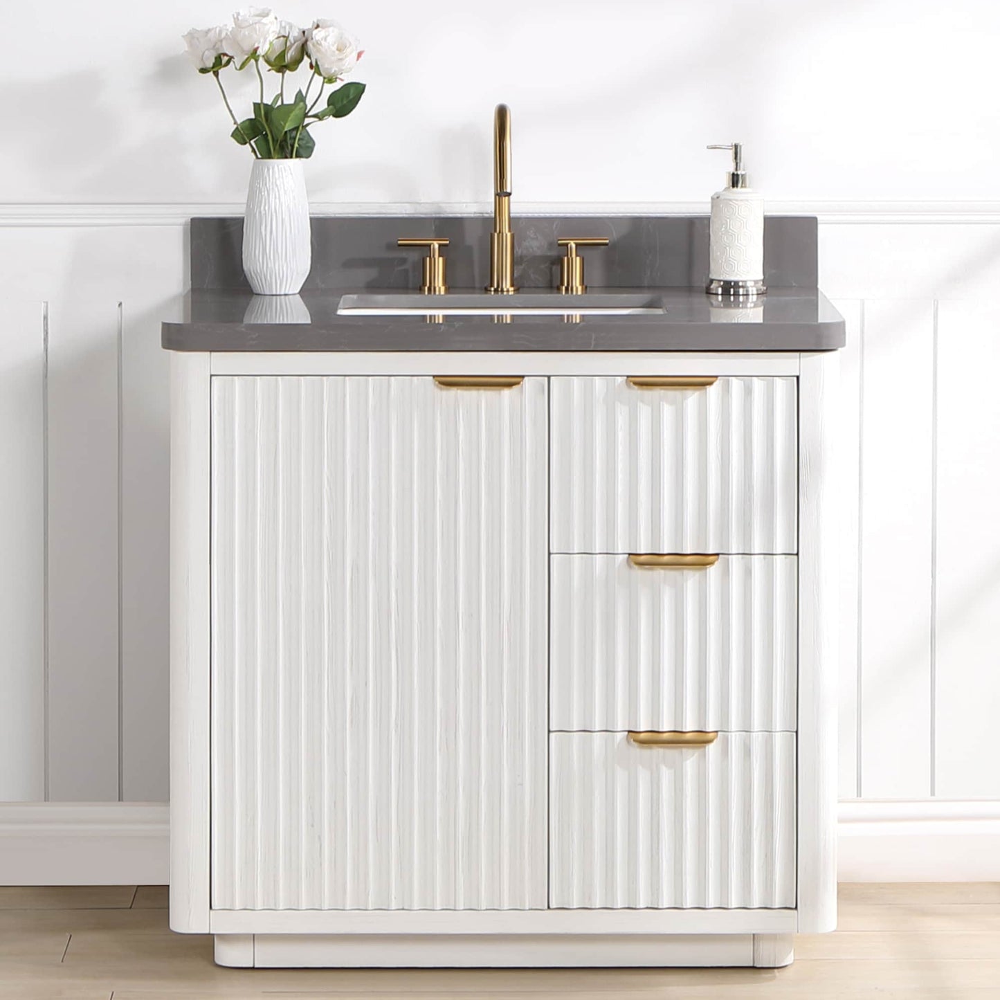 Cadiz Bath Vanity with Composite Stone Top without Mirror