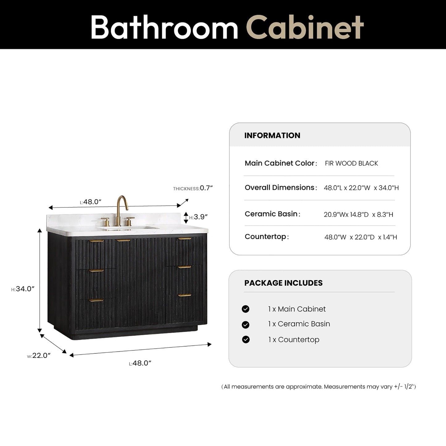 Cadiz Bath Vanity with Composite Stone Top without Mirror