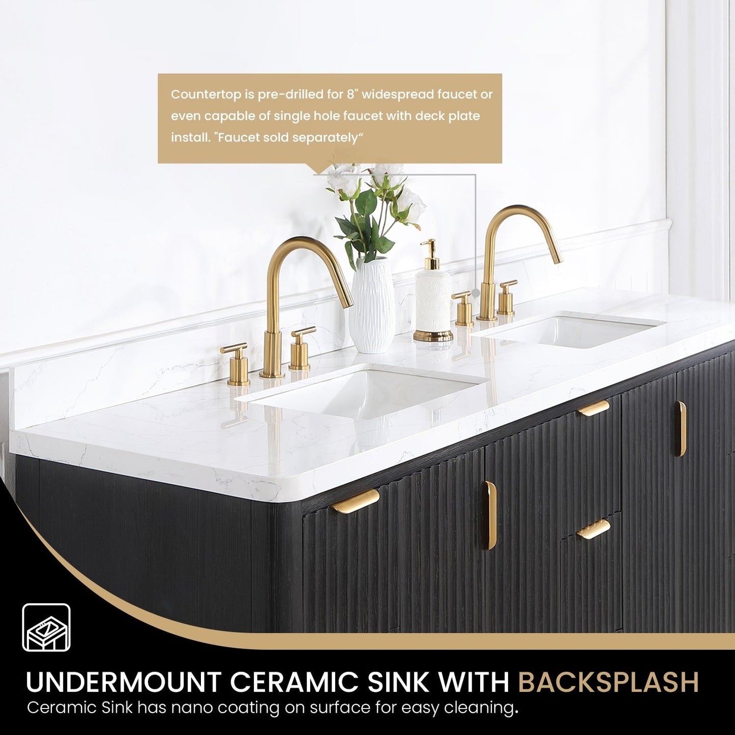 Cadiz Bath Vanity with Composite Stone Top without Mirror