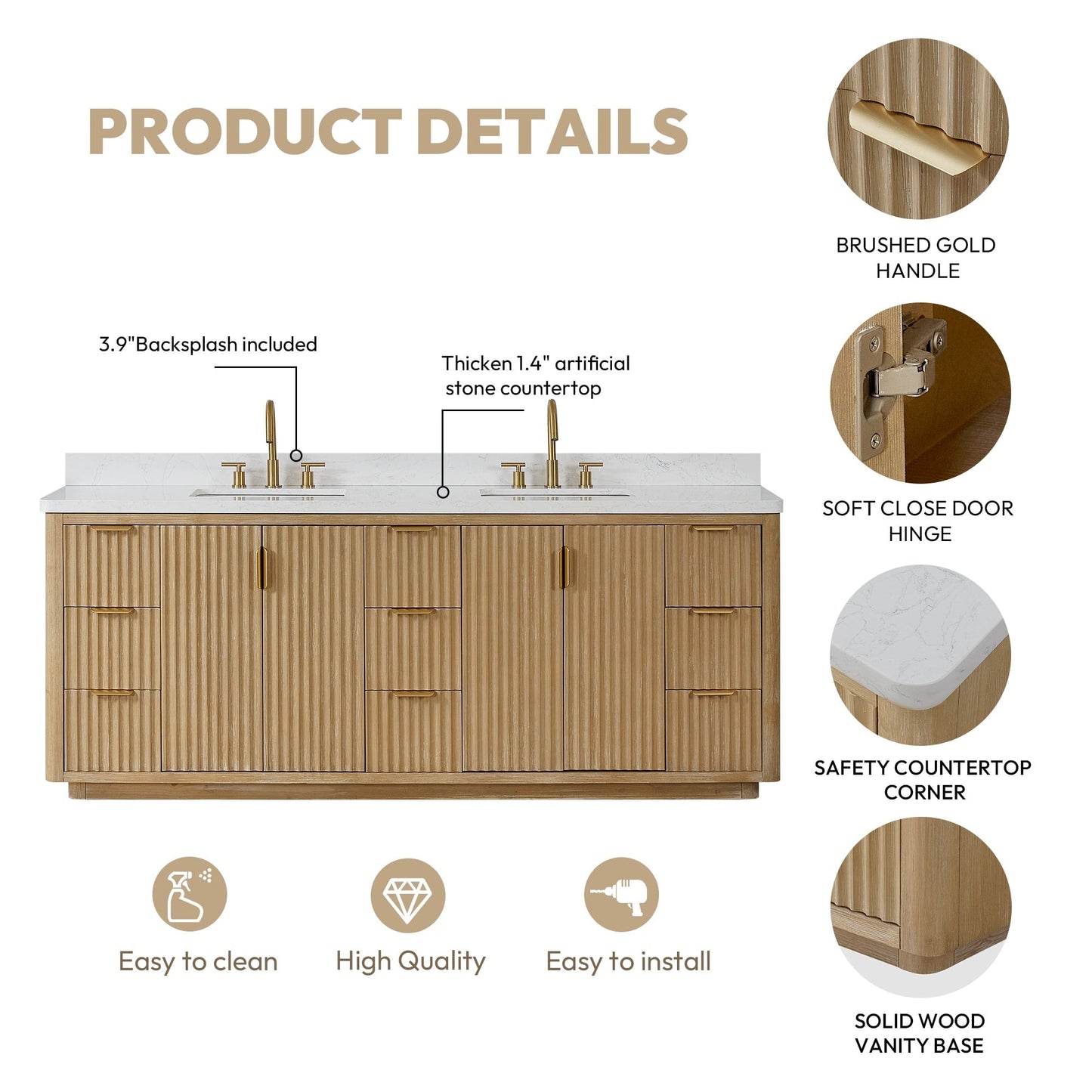 Cadiz Bath Vanity with Composite Stone Top without Mirror