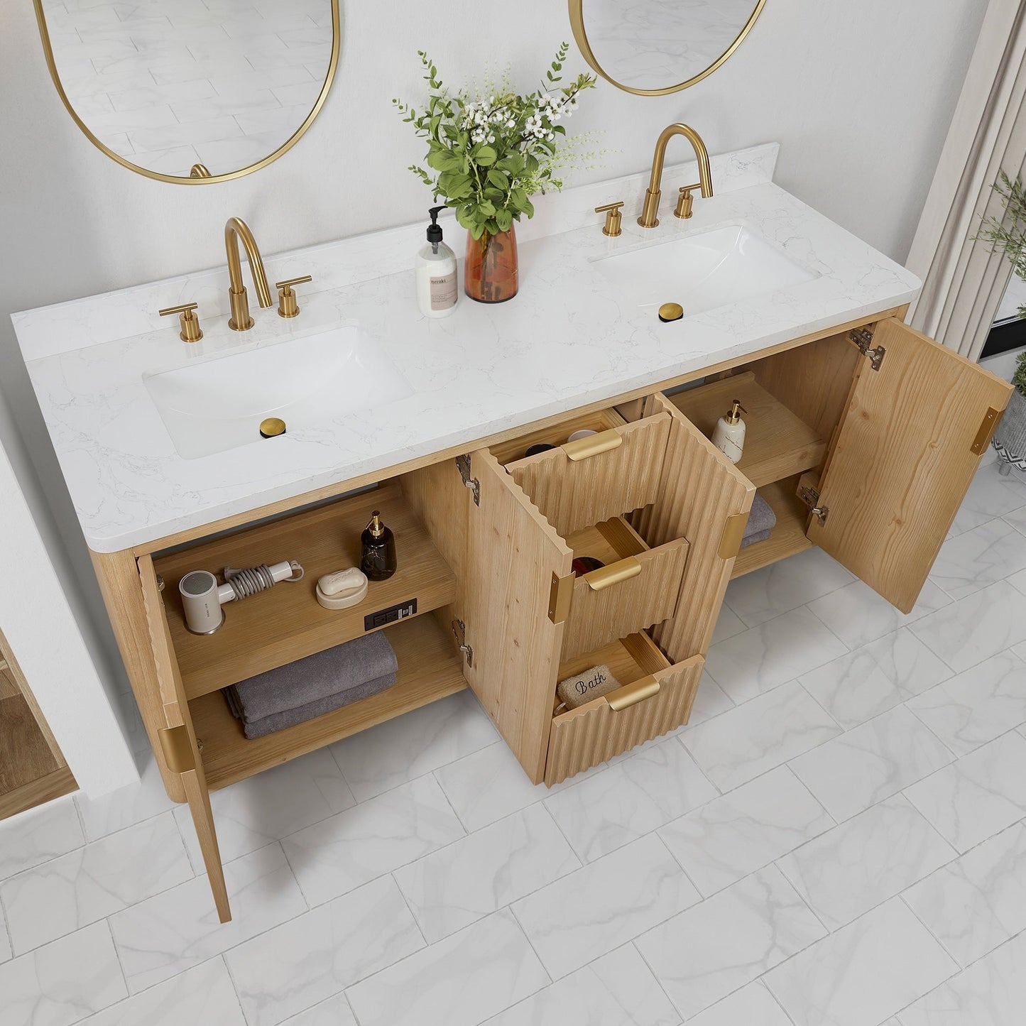 Cadiz Bath Vanity with Composite Stone Top without Mirror