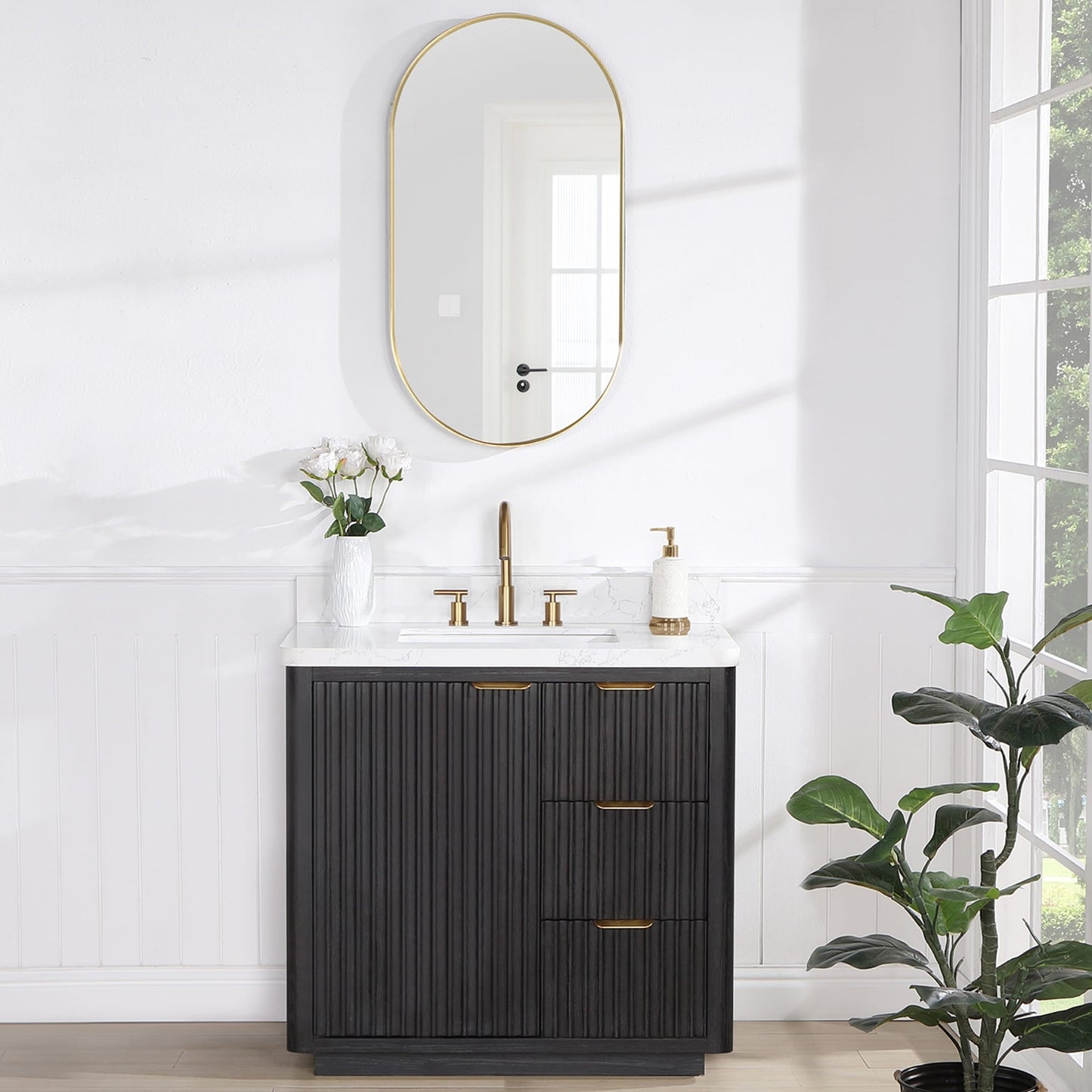 Cadiz Bath Vanity with Composite Stone Top without Mirror