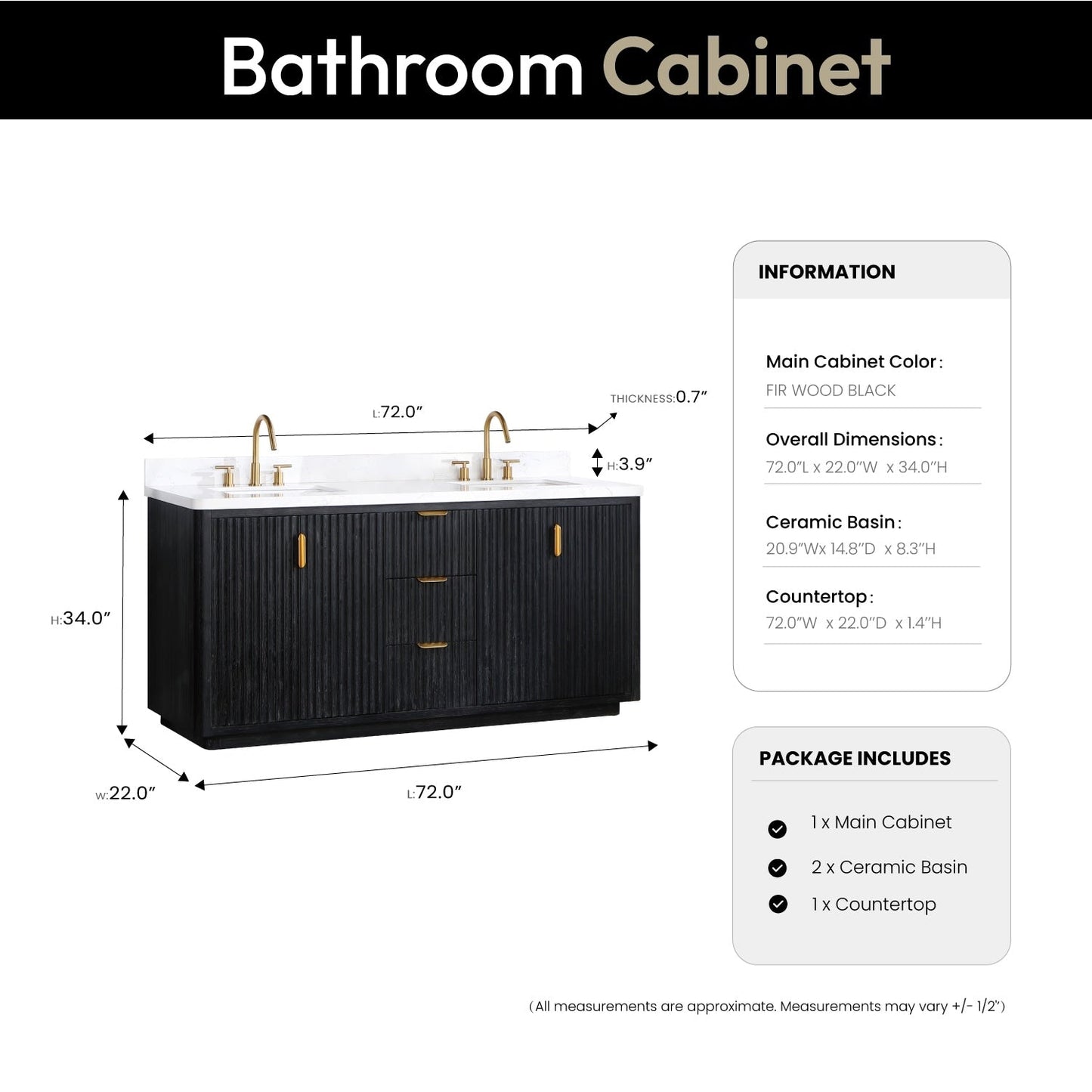 Cadiz Bath Vanity with Composite Stone Top without Mirror