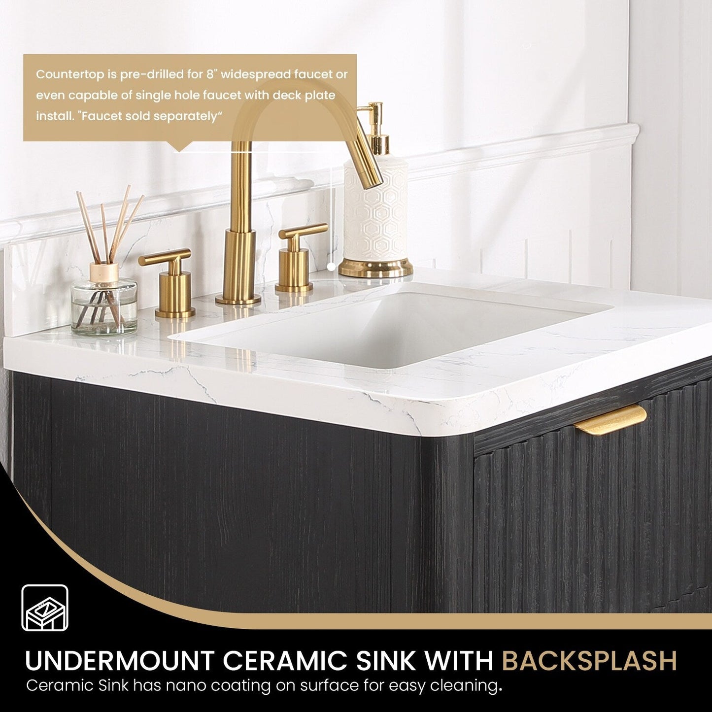Cadiz Bath Vanity with Composite Stone Top without Mirror