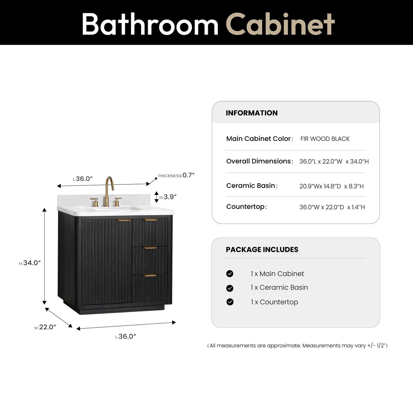 Cadiz Bath Vanity with Composite Stone Top without Mirror