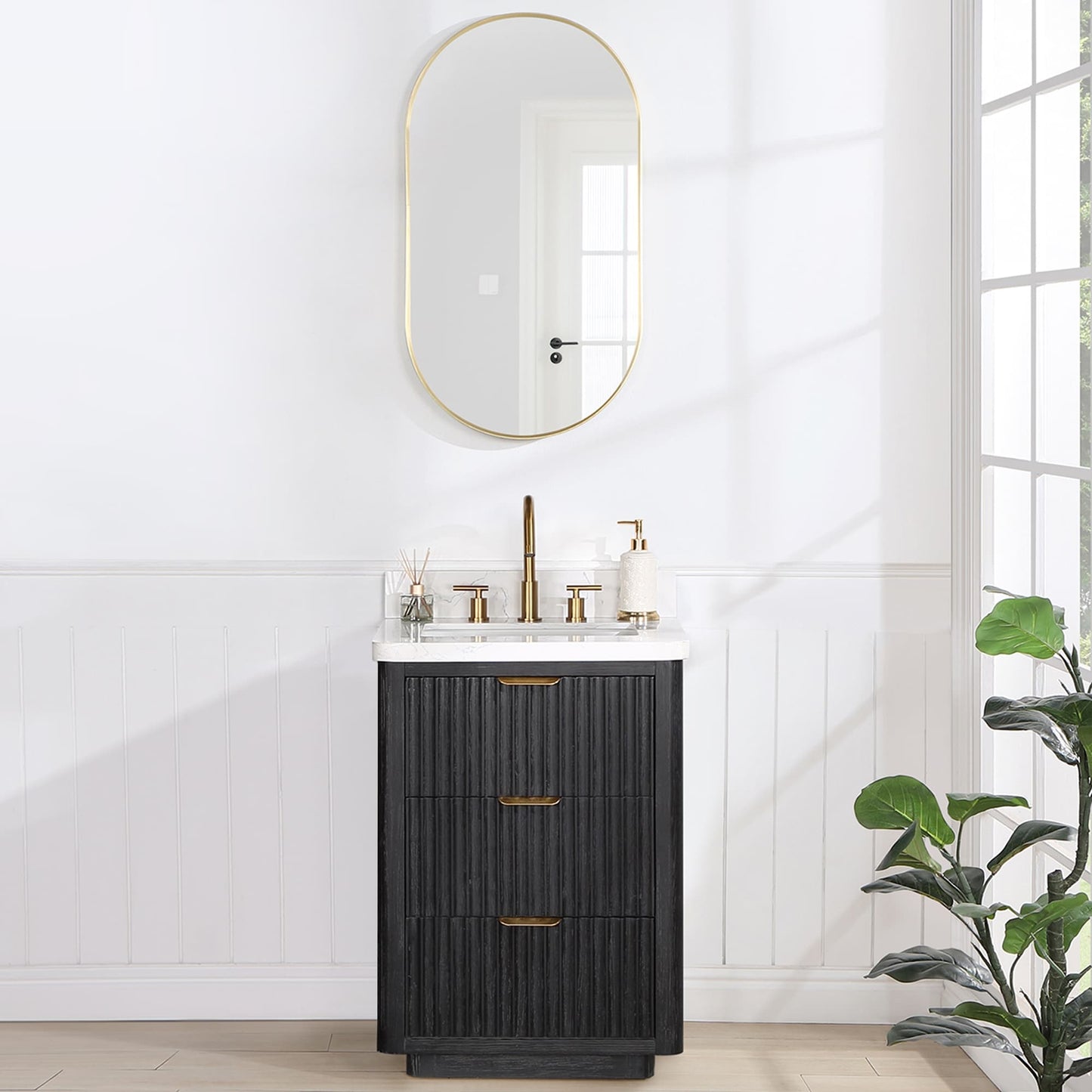 Cadiz Bath Vanity with Composite Stone Top without Mirror