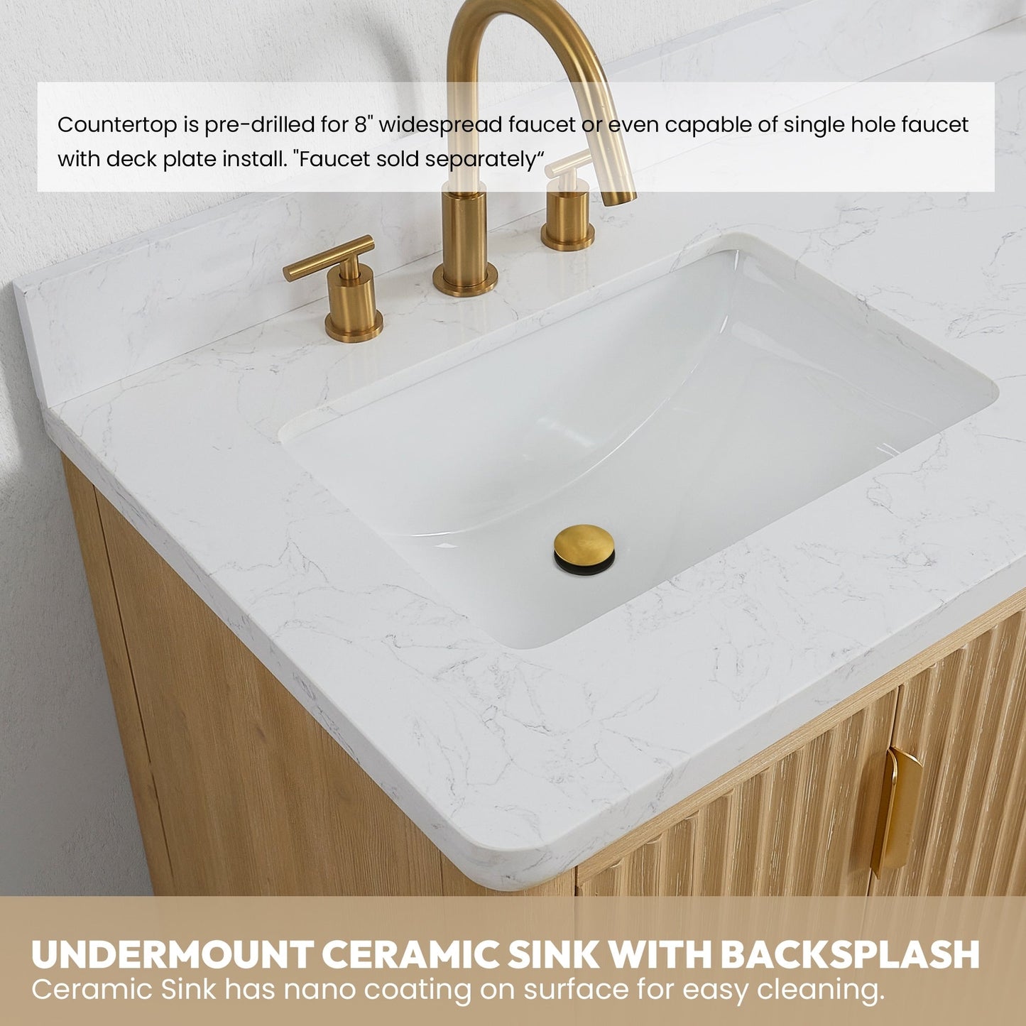 Cadiz Bath Vanity with Composite Stone Top without Mirror