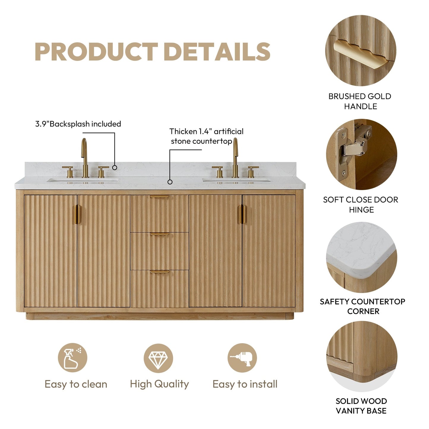 Cadiz Bath Vanity with Composite Stone Top without Mirror