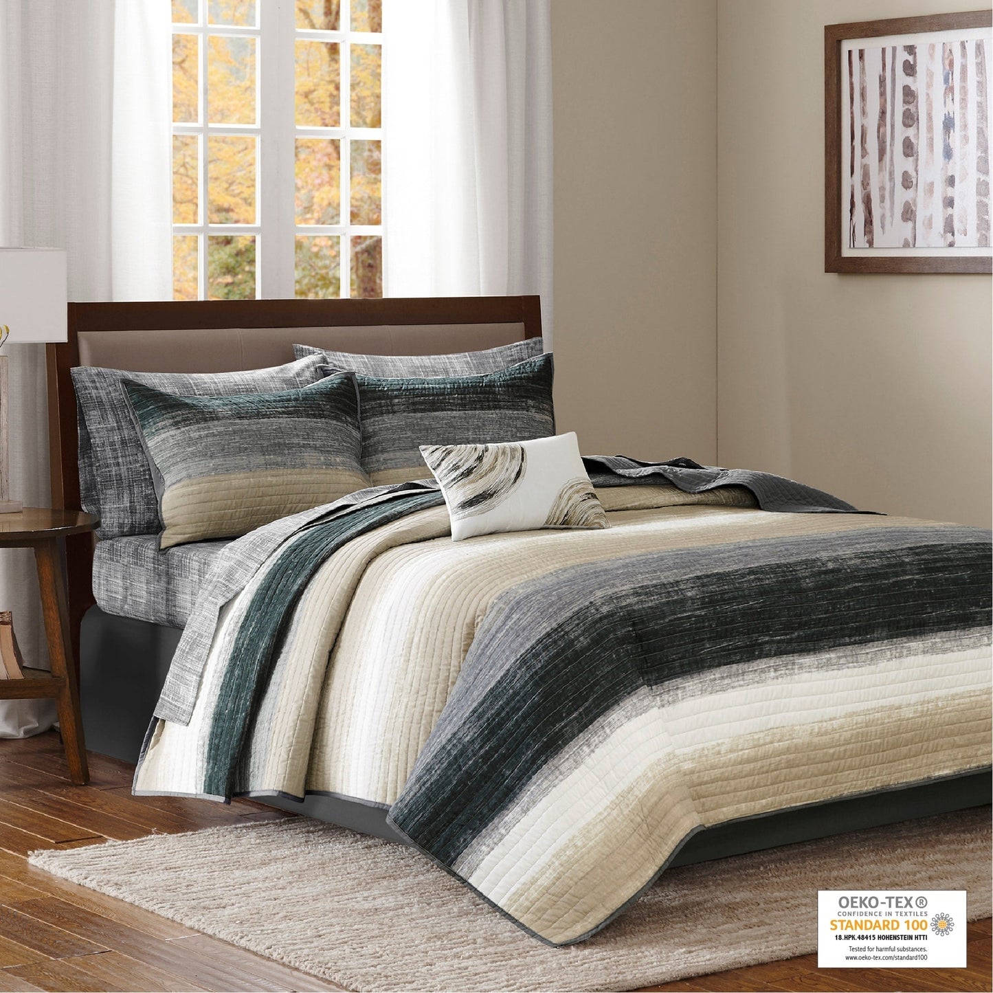 Madison Park Essentials Barret Quilt Set with Cotton Bed Sheets