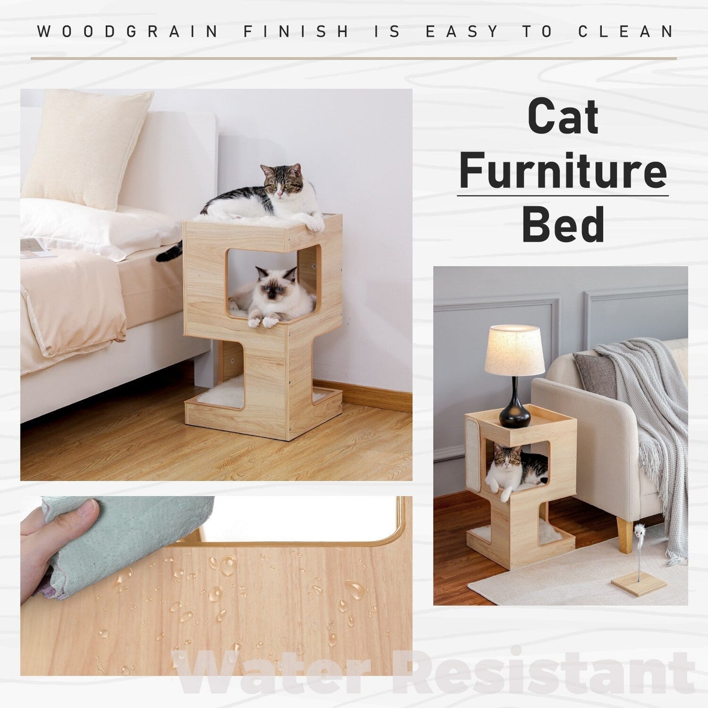 Cat House Cat Bed,Cat Tree with Scratching Pad and Removable Mats