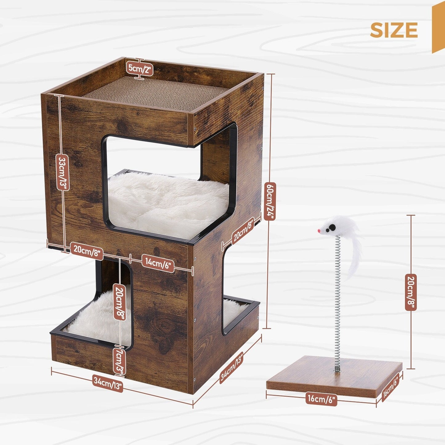 Cat House Cat Bed,Cat Tree with Scratching Pad and Removable Mats