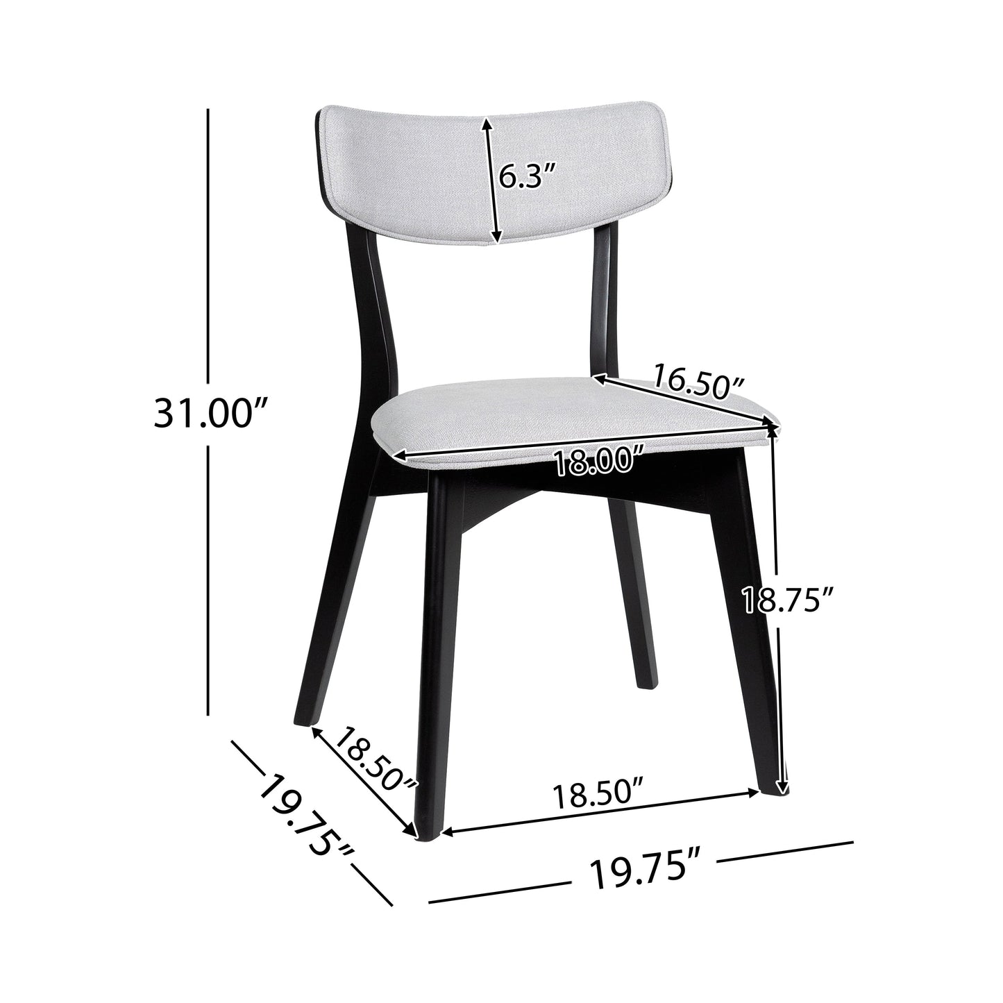 Chazz Mid-Century Modern Upholstered Rubberwood Dining Chairs (Set of 2/4) by Christopher Knight Home