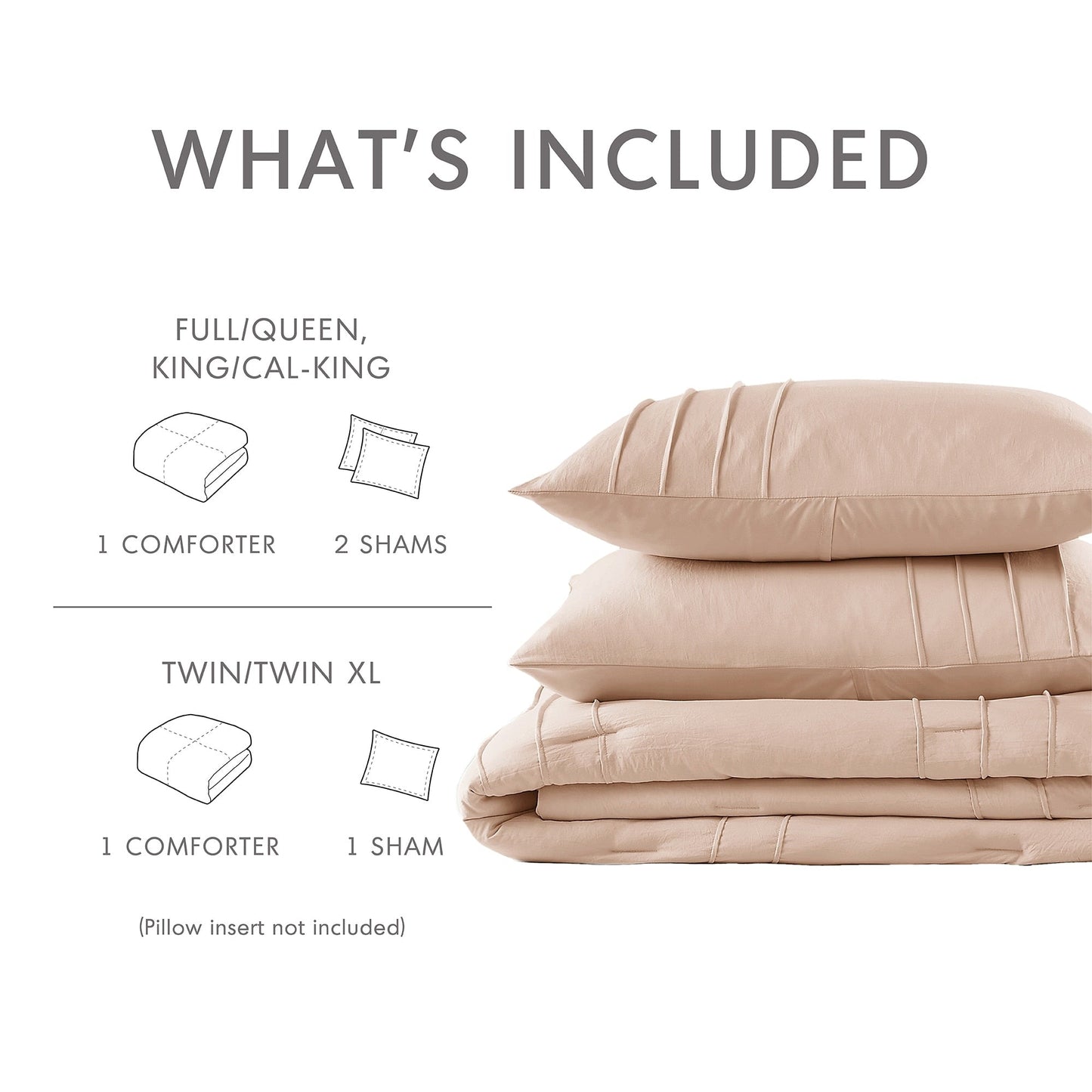 Chelsea Square Evans Pinch Pleated Soft Washed Boho Comforter Set
