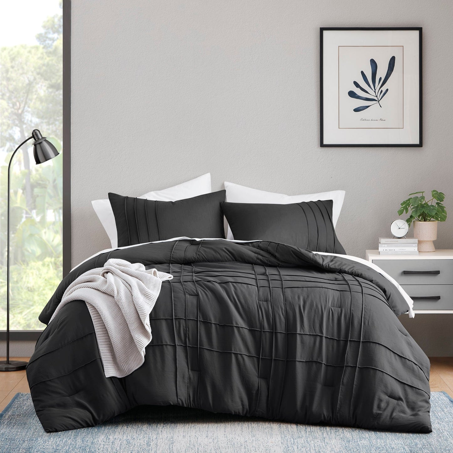 Chelsea Square Evans Pinch Pleated Soft Washed Boho Comforter Set