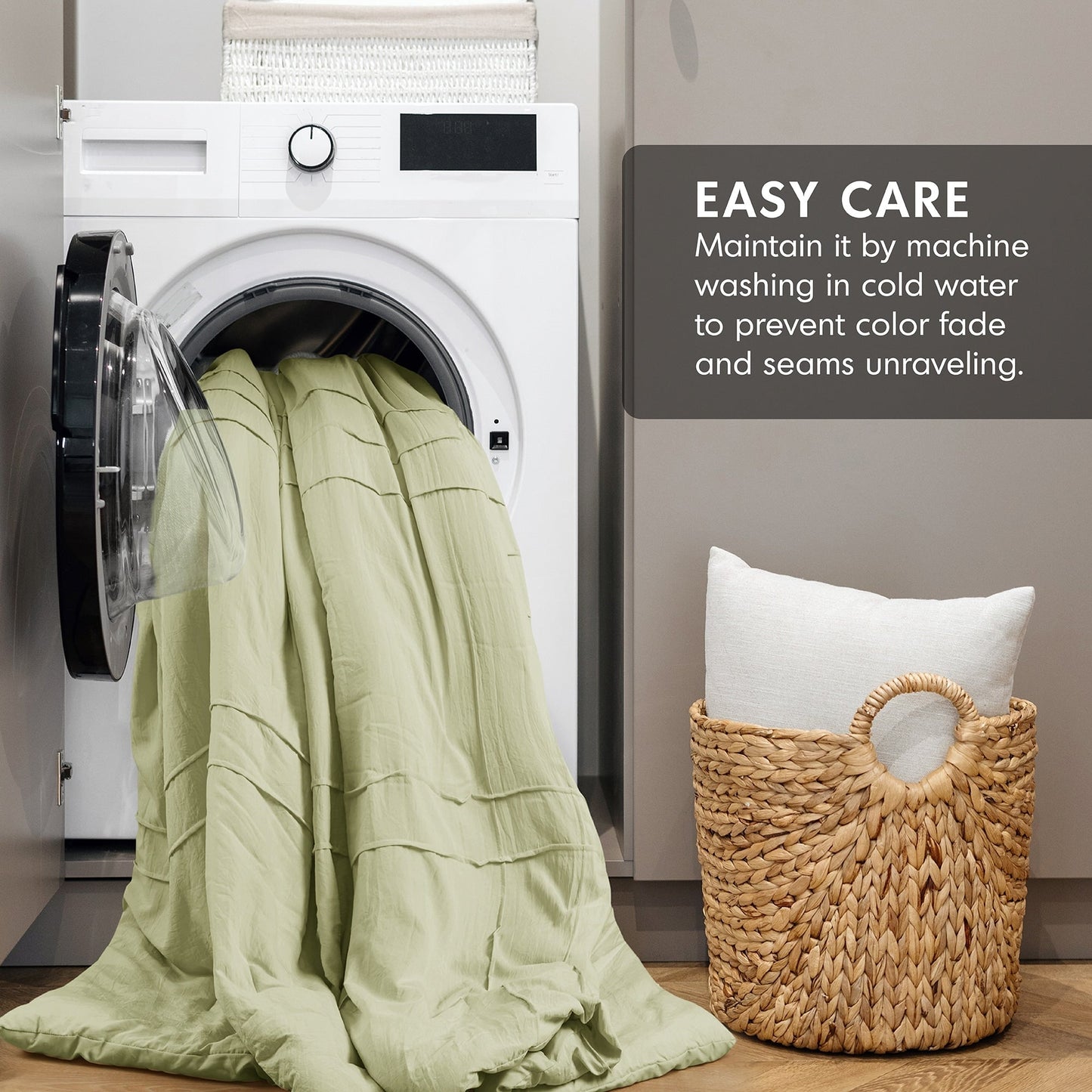 Chelsea Square Evans Pinch Pleated Soft Washed Boho Comforter Set