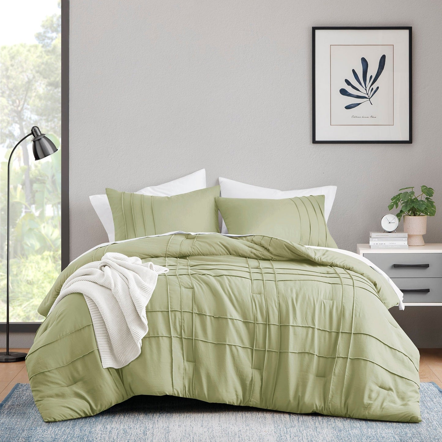 Chelsea Square Evans Pinch Pleated Soft Washed Boho Comforter Set