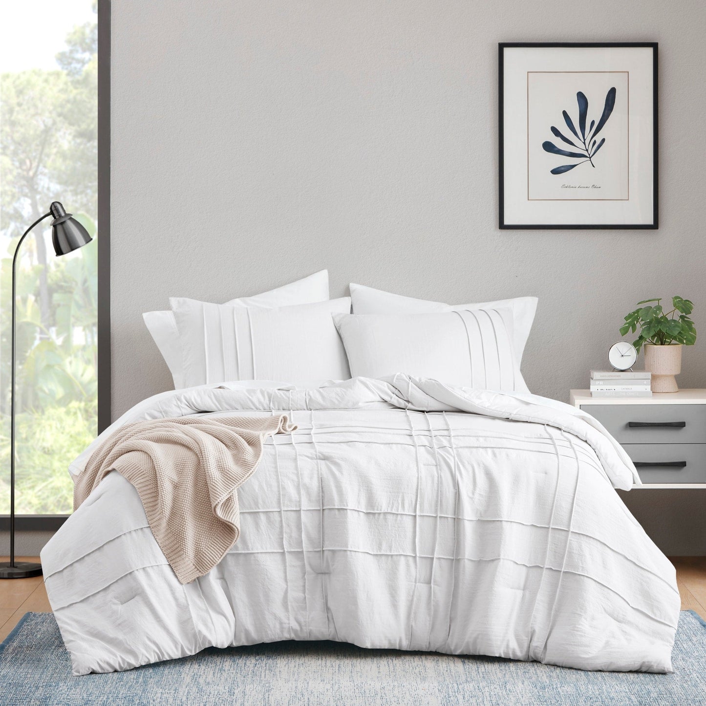 Chelsea Square Evans Pinch Pleated Soft Washed Boho Comforter Set