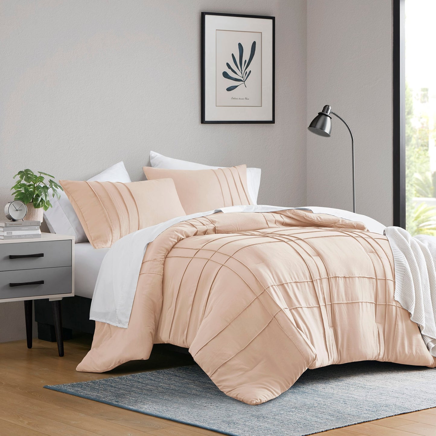 Chelsea Square Evans Pinch Pleated Soft Washed Boho Comforter Set