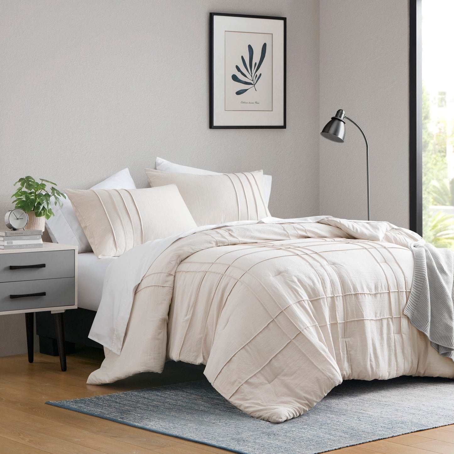 Chelsea Square Evans Pinch Pleated Soft Washed Boho Comforter Set