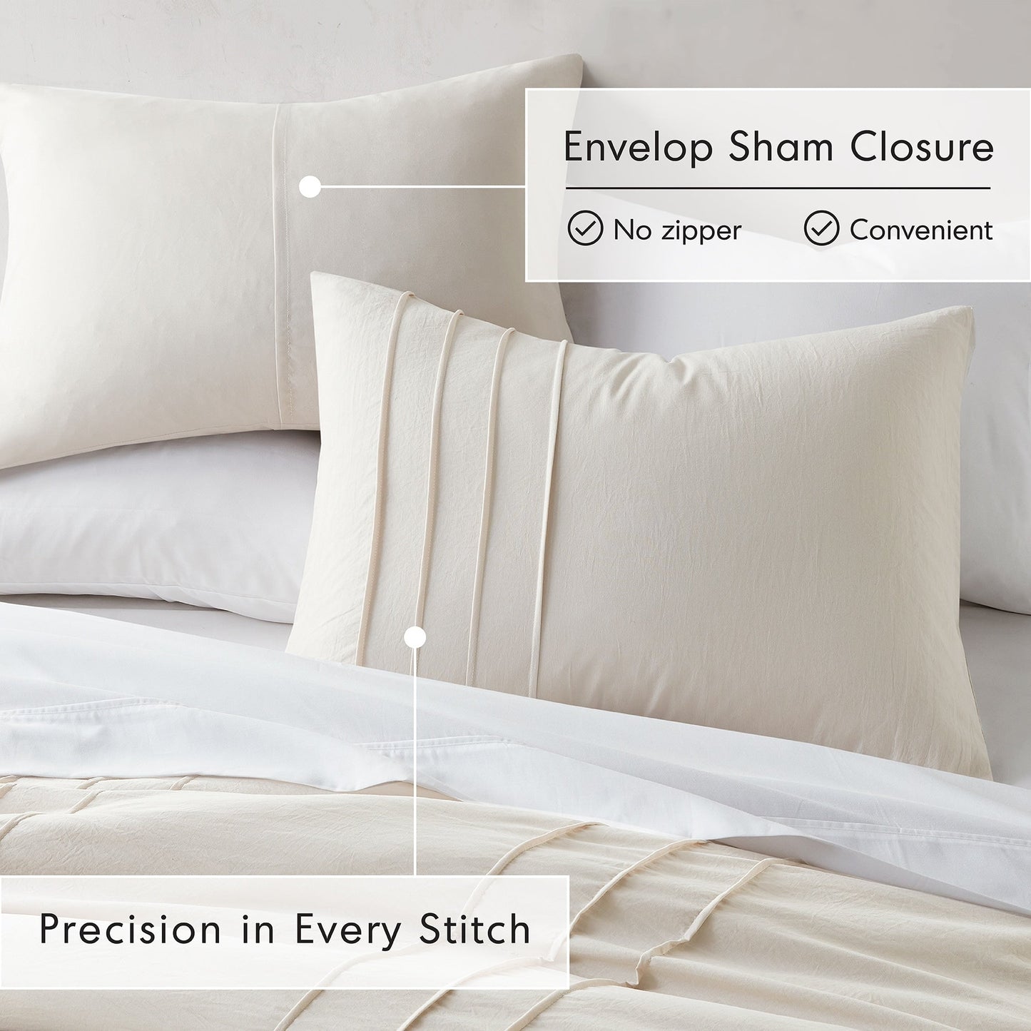 Chelsea Square Evans Pinch Pleated Soft Washed Boho Comforter Set